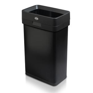 CLOROX 13 Gallon Trash Can - 50L Slim Open Top Garbage Bin for Commercial Spaces, Kitchen, Office - Narrow Rectangular Black Stainless Steel Body with Hinged Rim Protection