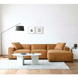 Acanva Modern L-Shaped Deep Sectional Sofa Furniture Set for Living Room Lounge, Amber Brown