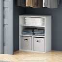 Furinno Reed Closet Organizers and Storage, 3-Tier Closet Organizer, Open Shelf Closet Storage, for Wardrobe, Bedroom, Living Room, White