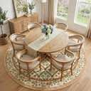 jinchan Round Rug 8ft Vintage Floral Washable Circle Area Rug, Terracotta