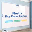 Nortix White Board Paper for Wall, Whiteboard Contact Paper, Dry Erase Peel and Stick Wallpaper Stain-Proof Dry Erase Wall Decal, 1 Piece (4x6ft)