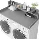 Washer Dryer Countertop with Shelf, 2-Tier Laundry Countertop Over Washer and Dryer, 54" x 27.55" Wooden Table for Folding Clothes for Laundry Room Organization and Storage (Gray)