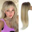 Hair Topper Clip in Bangs 3D 360 Cover Hair Topper with Bangs for Women, 18 Inch Fluffy Mini Toppers Hair Fringe Clip in Hair Pieces for Daily Use (RT6 12 613A)