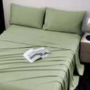 Viviland Cooling Twin Sheets, Bamboo Viscose with Elastic Corner Straps, Sage Green Cold Siky Sheet & Pillowcase Sets for Hot Sleepers