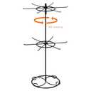JHJFRAWY Jewelry Stand Organizer, 2-Tier Rotating Necklace Organizer, Spinning Jewelry Keychain Display Tree with 12 Hooks, Easy Assembly for Bedroom and Retail