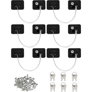 Refrigerator Lock, 6 pack Cabinet Lock for Baby Safety, Child Proof Freezer Lock and Fridge Lock with Keys, for Fridge, Drawers, Dishwasher, Closet, Windows and Toilet, No Drilling Easy Installation