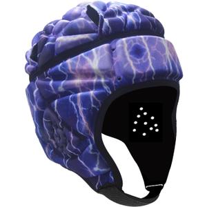 Rugby Helmet Flag Football Padded Headgear Adjustable Soft Shell Headguard Head Protection Soccer Scrum Cap for Kids Youth (Purple)
