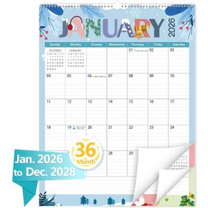 GuassLee Extra Large Wall Calendar 2026-2028, 36-Month Vertical Wall Calendar 2026, Jan. 2026 to Dec. 2028, 17" X 22" Paper Hanging Planner with Thick Paper Spiral Bound for Office Home Organizing