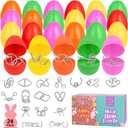 2 x 24 Pack Easter Basket Stuffers with Metal Brain Teaser Puzzles  Prefilled Eggs with Mini Logic Toys & Instruction Cards, Classroom Gifts, Egg Hunt Prizes, Easter Party Favors for Kids Boys & Girls