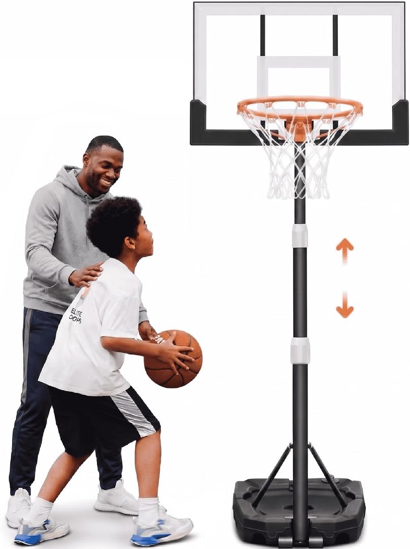Seray Kids Basketball Hoop Outdoor 3.2-7.2FT 10s-Quick-Adjust, Swimming Pool Basketball Hoop for Kid/Adult/Toddler in Poolside/Backyard/Driveway/Indoor, 29 in Shatterproof Backboard and Enlarged Base