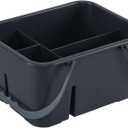 4 Compartment Plastic Utility Tote Caddy, Cleaning Caddy Basket with Handle, Grey