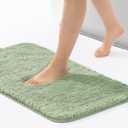 ROSMARUS Shaggy Bath Rugs for Bathroom Non Slip 17" X 24", Water Absorbent Bath Mat, Soft Shower Mat for Floor & Tub, Fluffy Plush Rug Machine Washable, Green
