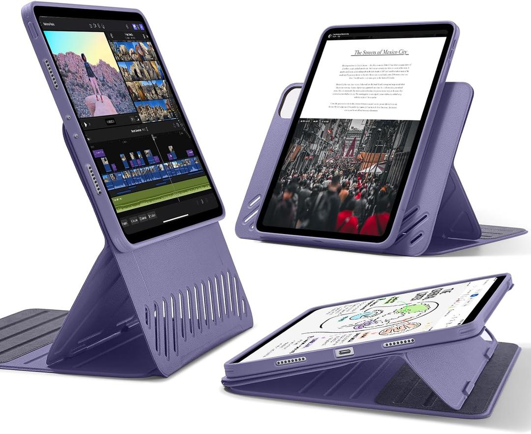 ESR for iPad Pro 11 Inch Case (2022/2021/2020/2018, 4th/3rd/2nd/1st Generation), Removable Magnetic Cover, Adjustable Portrait/Landscape Stand with Raised Display View, 9 Standing Angles, Purple