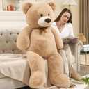 51 inch Big Teddy Bear Cute Giant Stuffed Animals Soft Plush Toy for Girlfriend Kids for Birthday Christmas Valentine's Day (Light Brown)