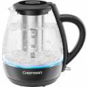 Chefman 1.7-Liter Electric Tea Kettle w/ Borosilicate Glass and Automatic Shutoff - Black