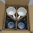 famiware Coffee Mug Set for 4, Star 12 oz Catering Mugs Cup Set with Handle for Coffee, Tea, Cocoa, Milk - Ceramic Stoneware Drinkware Set, Matte White + Matte Black