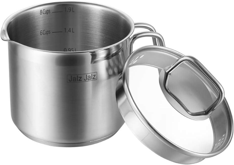 Small 2-Quart Stainless Steel Saucepan with Glass Lid - Compact Sauce Pan for Single Servings, Boiling Eggs, or Melting Butter - Induction Ready & Dishwasher Safe