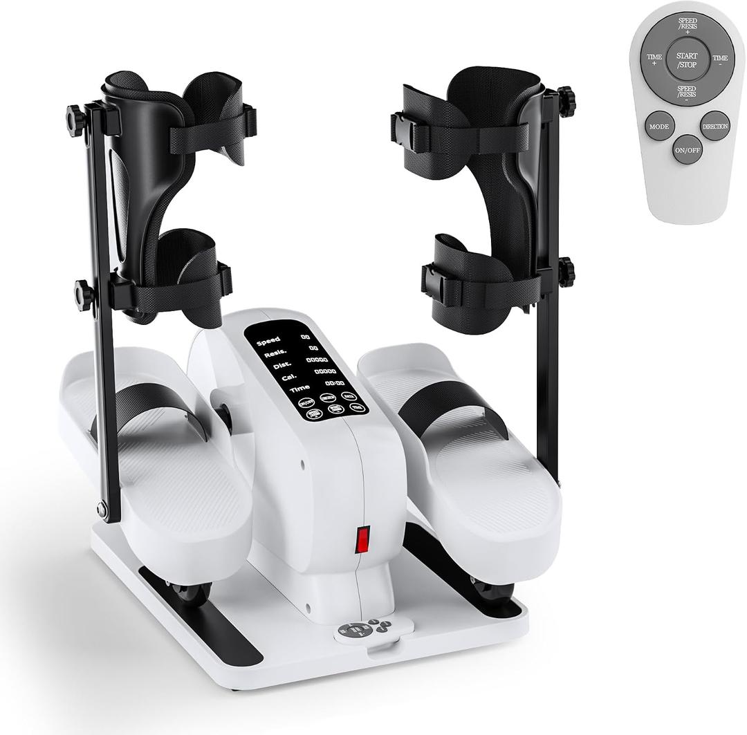 MOMODA Electric Pedal Exerciser for Seniors with Leg Support, White