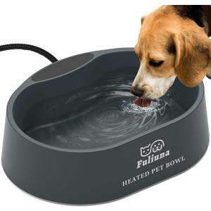 Heated Water Bowl for Dog & Cat, Outdoor Heated Pet Bowl with Anti Chew Cord, Large Heated Dog Bowl Provides Drinkable Water in Winter for Dogs Cats Chickens Birds,0.98 Gallon/125 OZ,35 Watts