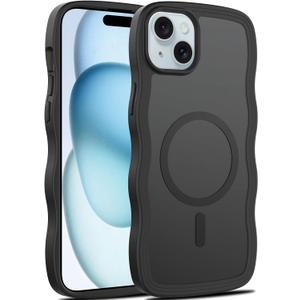 Magnetic for iPhone 15 Case, [Compatible with MagSafe] [Military Grade Drop Protection] Translucent Matte Shockproof Anti-Scratch Phone Cover (Black)