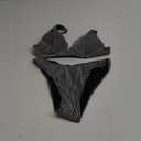 Bathing Suits for Women Deep V Neck Sexy Two Piece Bikini Sets for Women Thong Halter Cheeky Swimsuit, Black Stripe, S