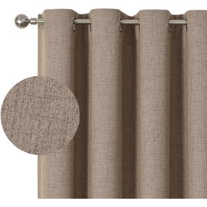 Natural Linen Curtains, 84 Inch Faux Linen Boho Farmhouse Curtains Grommet Drapes Window Panels for Living Room, Set of 2 Panels(52x84 Inch, Linen)