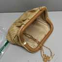 Huralona Women Straw Woven Clutch Purse Pleated Handbag for Summer Beach Vacation Straw Shoulder Crossbody Bag