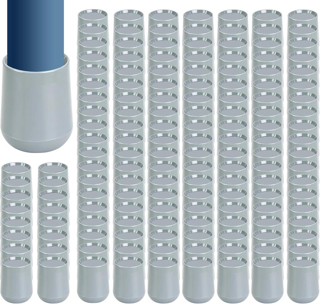 150 Pcs Folding Chair Leg Caps 7/8 Inch Grey Furniture Leg Feet Covers Heavy Duty Plastic Round Chair Covers for Hardwood Floor Protectors