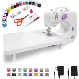Sewing Machine for Beginners,Portable Sewing Machine with 12 Built-in Stitches,2 Speed(High-Low Speeds),DC Power Supply Method-QEV505