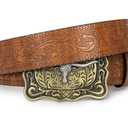 Mealah Western-Cowboy-Belts for Men/Women with Longhorn-Bull-Buckle