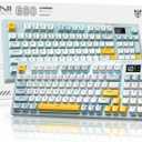 Wireless Keyboard Creamy Membrane with Rainbow Backlight,3Mode Connectivity (BT/2.4G/USBC) with LCD Screen & Multifunction Knob,200H Battery, 94 Key PBT Keycaps, Quiet Typing for Office/Home/Gaming