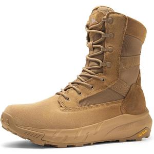 NORTIV 8 Men's Breathable Tactical Military Work Boots Side Zipper Leather Lightweight Hiking Motorcycle Combat Boots 8 Inches Peakforce, Size: 1