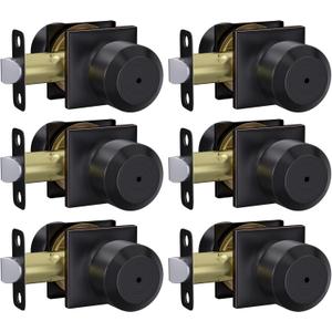Haidms 6 Pack Oil Rubbed Bronze Door Knobs Interior, Privacy Interior Door Knob for Bedroom or Bathroom, Bronze Door Knobs