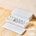 Tatuo 2 Pcs Cable Organizer Box with Wire Ties, Plastic Cord Storage Box with Lid, Electronics Organizer for Home Office Desk Organizers and Accessories (White)