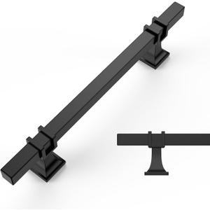 Amerdeco 10 Pack Matte Black Cabinet Pulls 5 Inch(128mm) Hole Center Drawer Pull Cabinet Hardware Kitchen Handles for Bathroom Dresser Pulls ZH0067