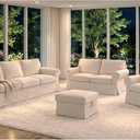 Sofa Covers Compatible with IKEA Ektorp 3 Three Seat Sofa Slipcovers (Polyester Flax Light Gray)