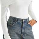 SUUKSESS Women Off the Shoulder Bodysuit Short Sleeve Strapless Thong Body suit (White, M)