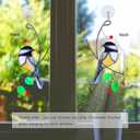 Lolitarcrafts Chickadee Stained Glass Suncatcher Bird Stained Glass Window Hangings for Window Decoration