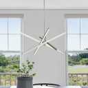 Y'INSP Modern Sputnik Chandeliers, Brushed Nickel Dining Room Light Fixture, LED Linear Pendant Light for Kitchen Island Bedroom Living Room Entryway, LED Embedded Pendant Lighting Fixture (27.55inch)