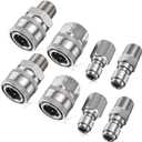 3/8 Inch Pressure Washer Quick Connect Fittings,Stainless Steel Pressure Washer couplers for Home and Commercial,Female and Male Thread,Pressure Washer Adapter-5000PSI(8 Pack)