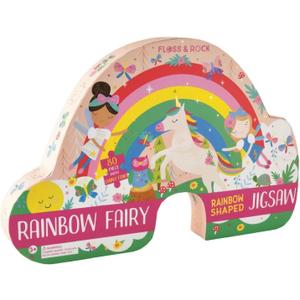 Floss & Rock 40P3602 80-Pieces Rainbow Fairy Shaped Jigsaw Puzzle Toy with Shaped Box