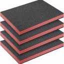 Outus 4 Pcs Cuttable Polyurethane Foam Pads Craft Foam Insert for Cases Packing Padding Camera Toolbox Storage(16 x 12 x 1.5 Inch,Red, Black)