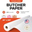 White Butcher Paper 24" x 2160" (180 feet) - USA-Made Natural Butcher Paper Roll for Meat and Fish - Uncoated, Unwaxed & Food-Grade Butcher Material for Smoker, Grilling & BBQ by IDL Packaging