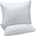 Amazon Basics Down Alternative Bed Pillows and Pillow Protector Case 2-Piece Set, Medium Density, Standard - Pack of 2, White, 26"L x 20"W