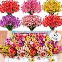 40Pcs Plastic Flowers for Outdoors, Fake Outdoor Artificial Flowers for Outdoors UV Resistant, Fake Plants Artificial Plants Outdoor Plastic Plants, Silk Faux Spring Flowers for Outside