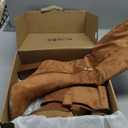 Erocalli Suede Knee-High Boots Fall Boot For Women Chunky Block High Heel Slouch Fashion Boot Round Toe Side Zipper (Size 8, Brown)