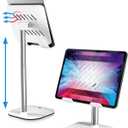COOPER TabHolder, 7-10" Height Adjustable Tablet Stand, Premium iPad Stand for Desk, 270 Tilt iPad Holder, Kindle Holder, 15.6-17" Portable Monitor Support (White)