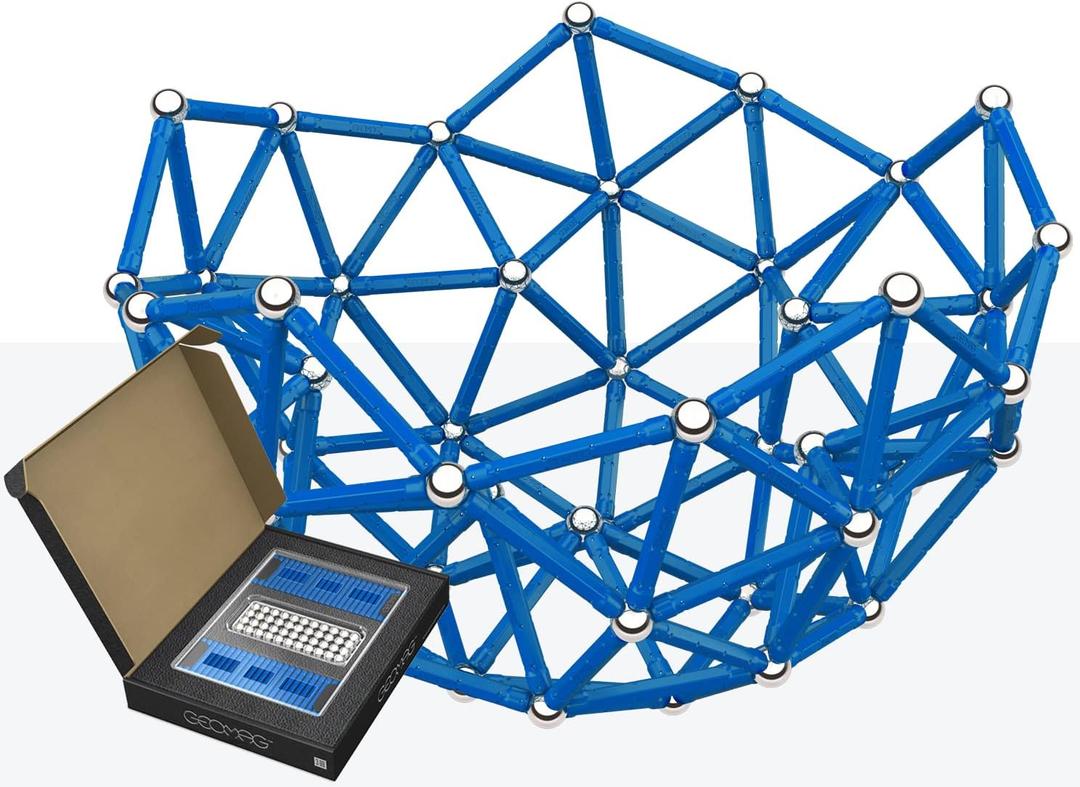 Geomag Masterbox Magnetic Toys for Kids Ages 8+, 248pc Blue Educational STEM Magnets for Kids - Swiss-Made Magnetic Blocks, Tiles and Building Toys from 100% Recycled Plastic