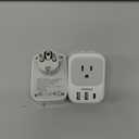 TESSAN 2 Pack Type E F Plug Adapter USB C, Germany France Power Adaptor with 3 USB Charger Ports, 4 AC Outlets Travel Plug for US to Europe EU Spain Iceland Korea Greece Russia German French