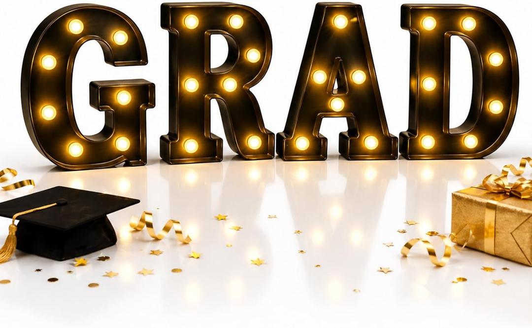 Graduation Decorations LEDMarquee Light Up Letters 'Grad ' - Graduation Party Decor for Kindergarten Preschool High School College Graduation